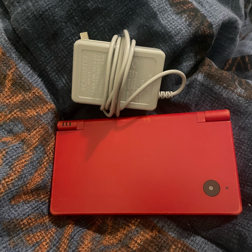 Red Nintendo DSi with Charger